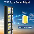 2000W solar street light with motion sensor, remote and metal pole – view 3