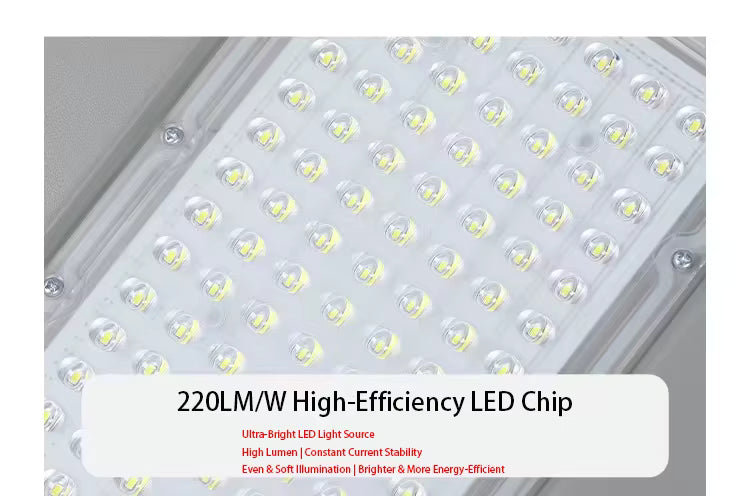 Commercial solar street light shown in detail