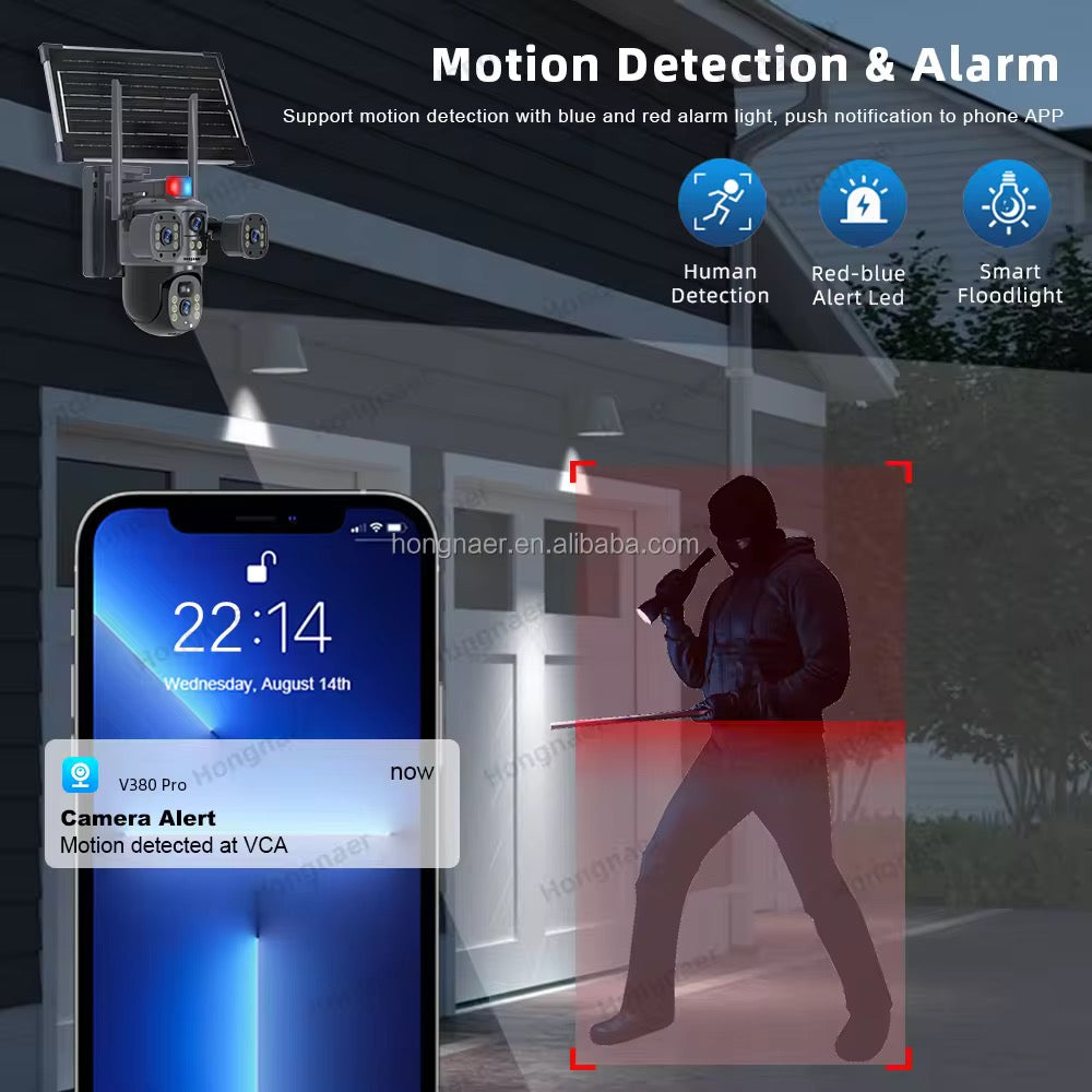 12MP 4-lens solar CCTV camera with 4G/WiFi, 360 degree pan-tilt – view 2