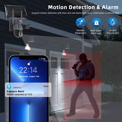12MP 4-lens solar CCTV camera with 4G/WiFi, 360 degree pan-tilt – view 2