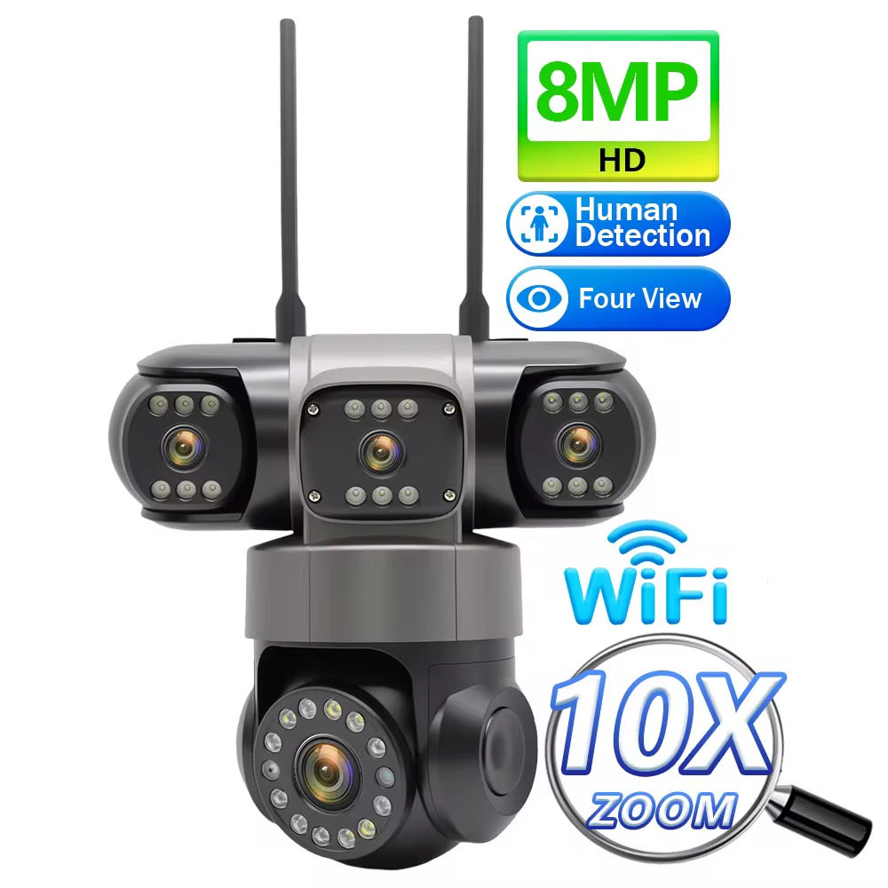 4K wired CCTV camera with AI motion tracking and night vision, 64GB SD card and 5m cable
