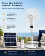 Solar fan with solar panel and remote, 6 speeds and night light – view 2