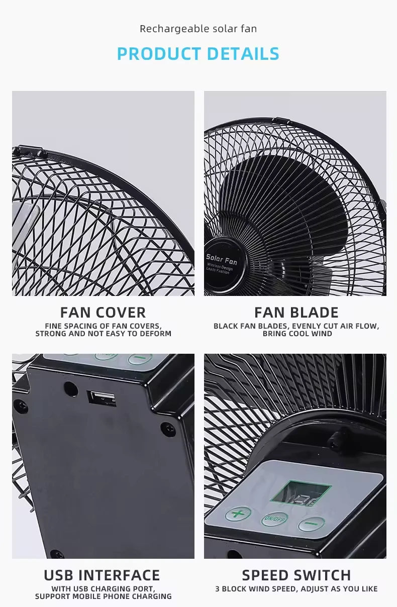Office Solar Fan close up