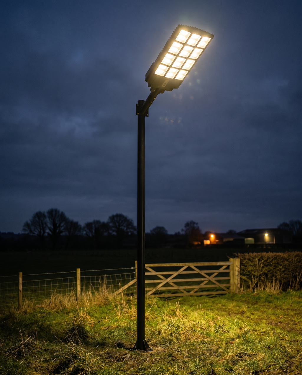 2000W solar street light with motion sensor, remote and metal pole – view 2